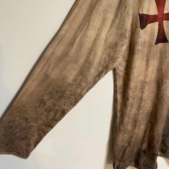Templar Knight Crusader Long-Sleeve Women's Henley Shirt T-Shirt Size L - Picture 7 of 9